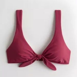 Hollister Tie-Front Scoop Bikini Top in Red